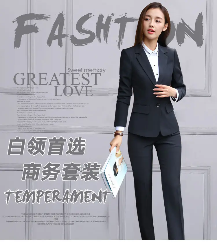 Professional Women's Black Suit Two-Piece Set Spring Autumn Winter — feature 3