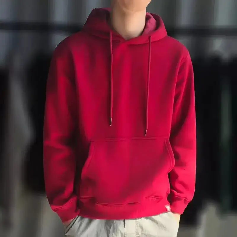 Men Grey Velvet Hooded Sweatshirt Casual Plus - Image 10