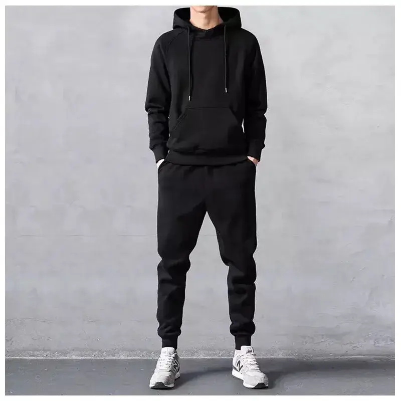 Men Grey Velvet Hooded Sweatshirt Casual Plus - Image 11