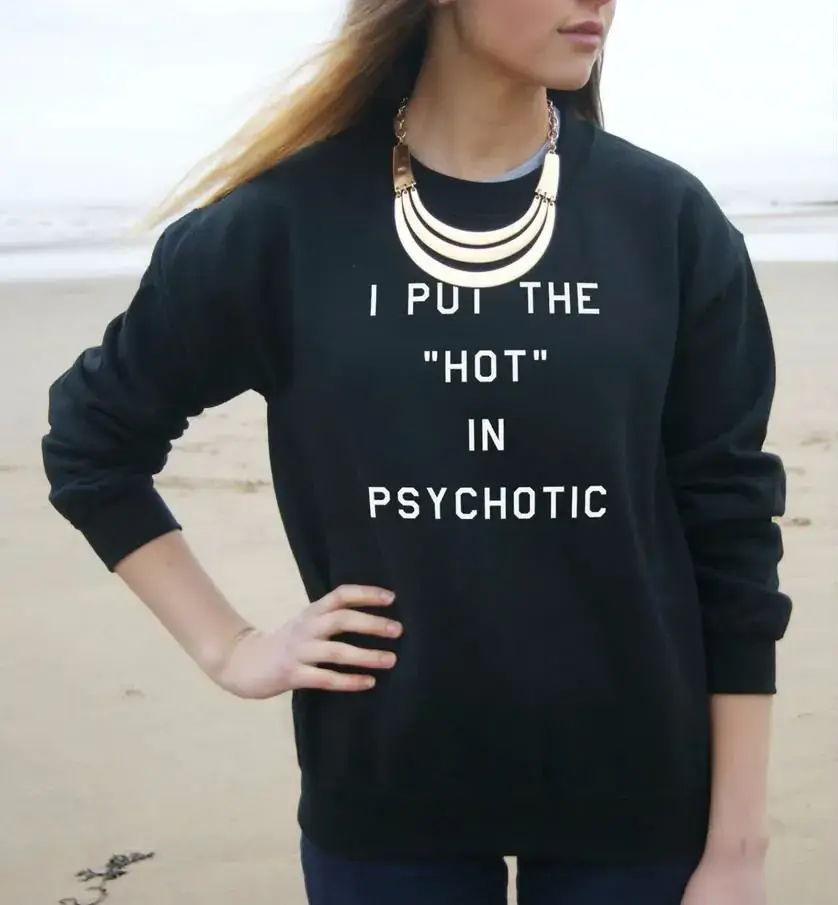 Black Psychedelic Print Sweatshirt Round Neck