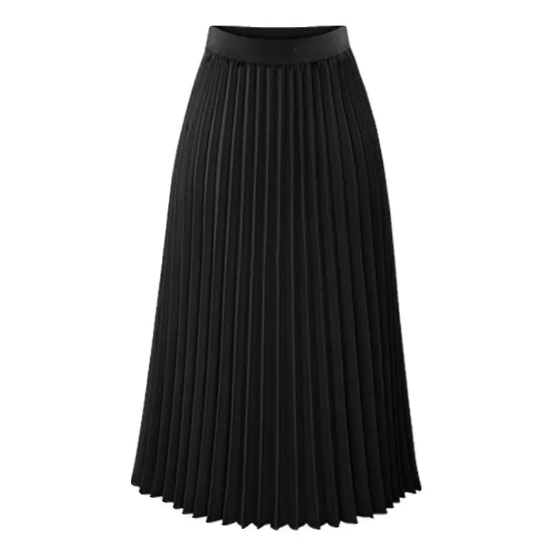 Red Pleated Chiffon Skirt Women Spring Summer - Image 2