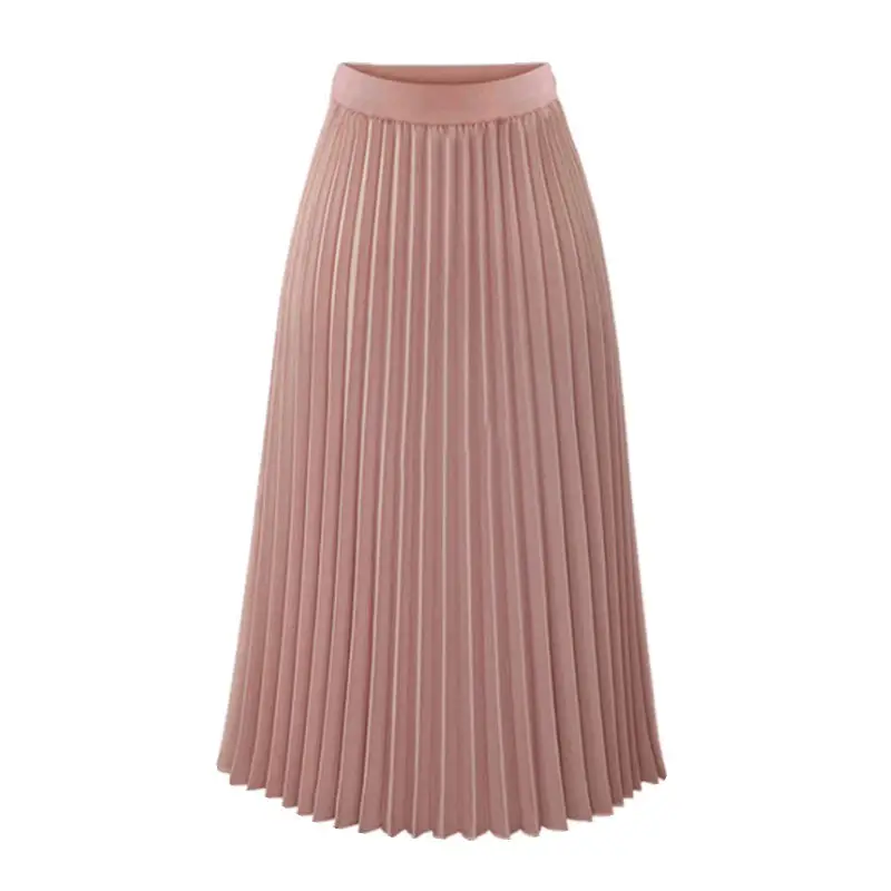 Red Pleated Chiffon Skirt Women Spring Summer - Image 3