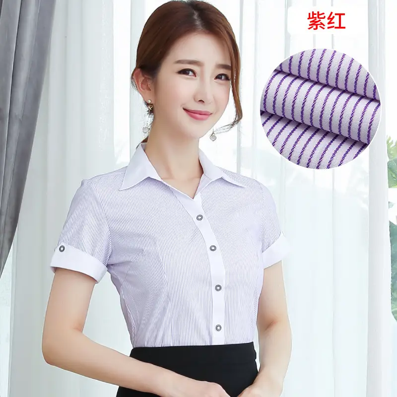 Purple Jacquard Slim Fit Long Sleeve Shirt for Women - Image 6