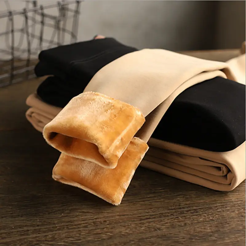 Winter Fake Meat One-piece Pants Flesh Color Fleece-lined Leggings Women's High Waist Bare Sensitive Legs Artifact Pants