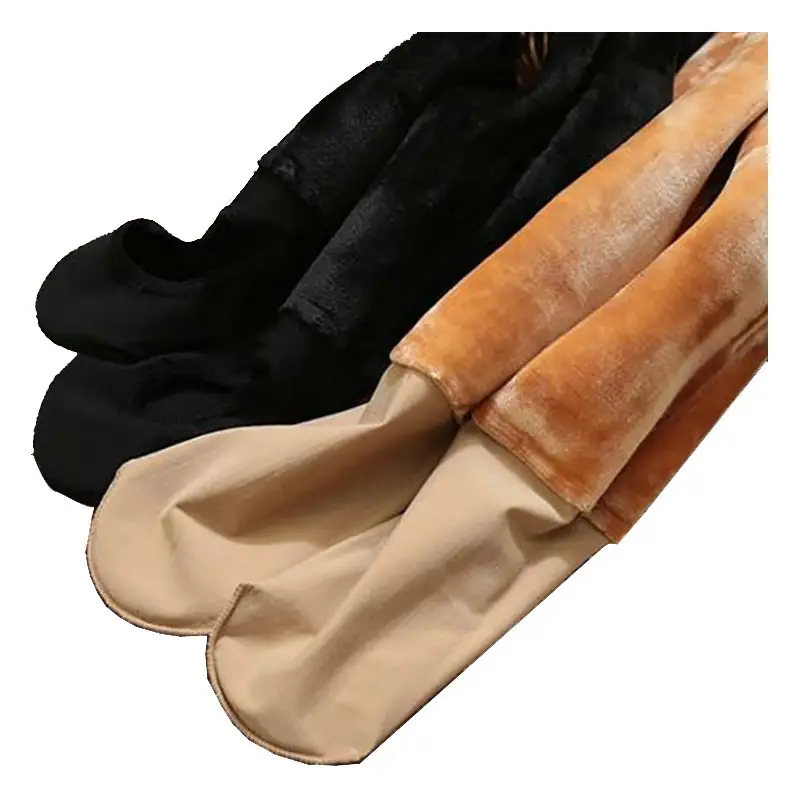Winter Fake Meat One-piece Pants Flesh Color Fleece-lined Leggings Women's High Waist Bare Sensitive Legs Artifact Pants