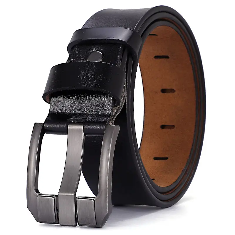 Men's Vintage Genuine Leather Belt with Pin Buckle, Extended Size 170