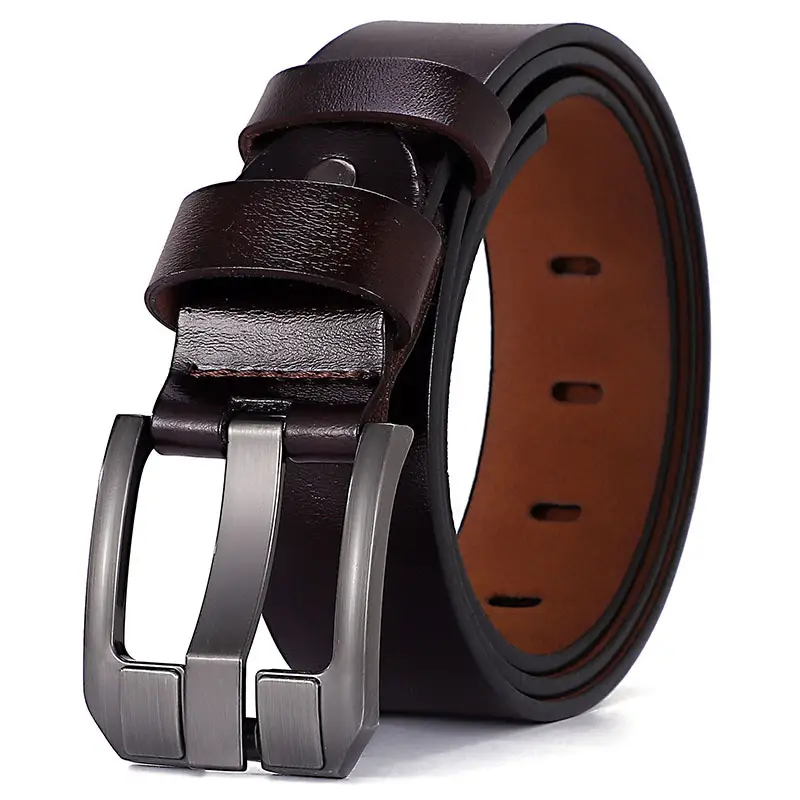 Men's Vintage Genuine Leather Belt with Pin Buckle, Extended Size 170