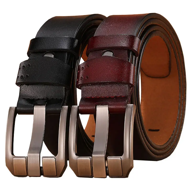 Men's Vintage Genuine Leather Belt with Pin Buckle, Extended Size 170