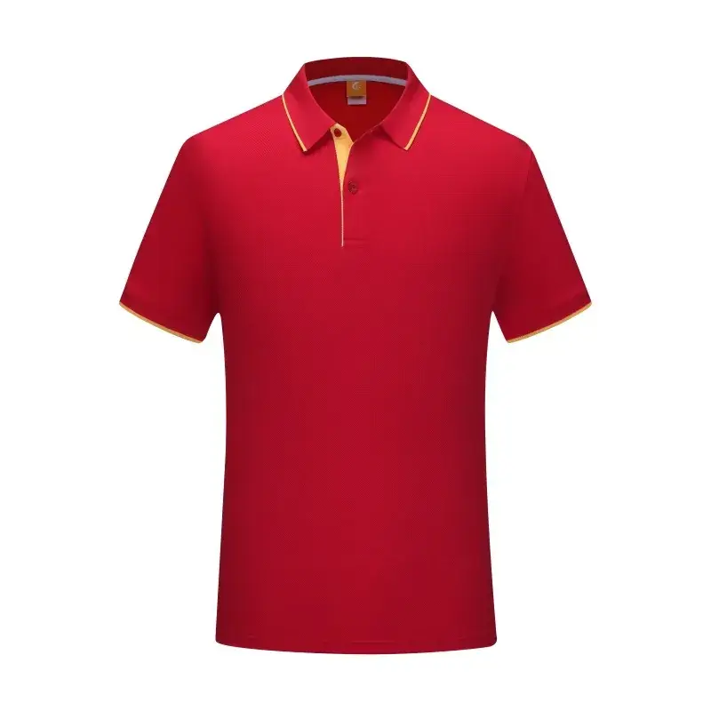 Men Black Polo T-Shirt with Red Yellow Trim - Image 6