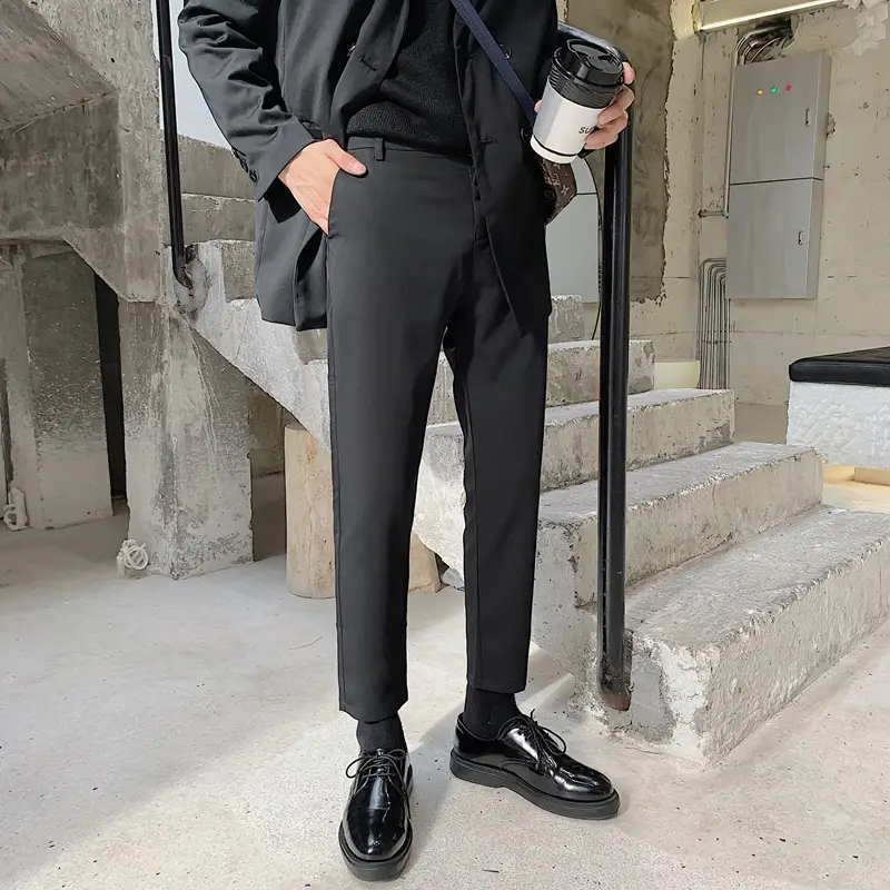 Men's Slim Fit Western Pants Ankle Length Black - Image 6