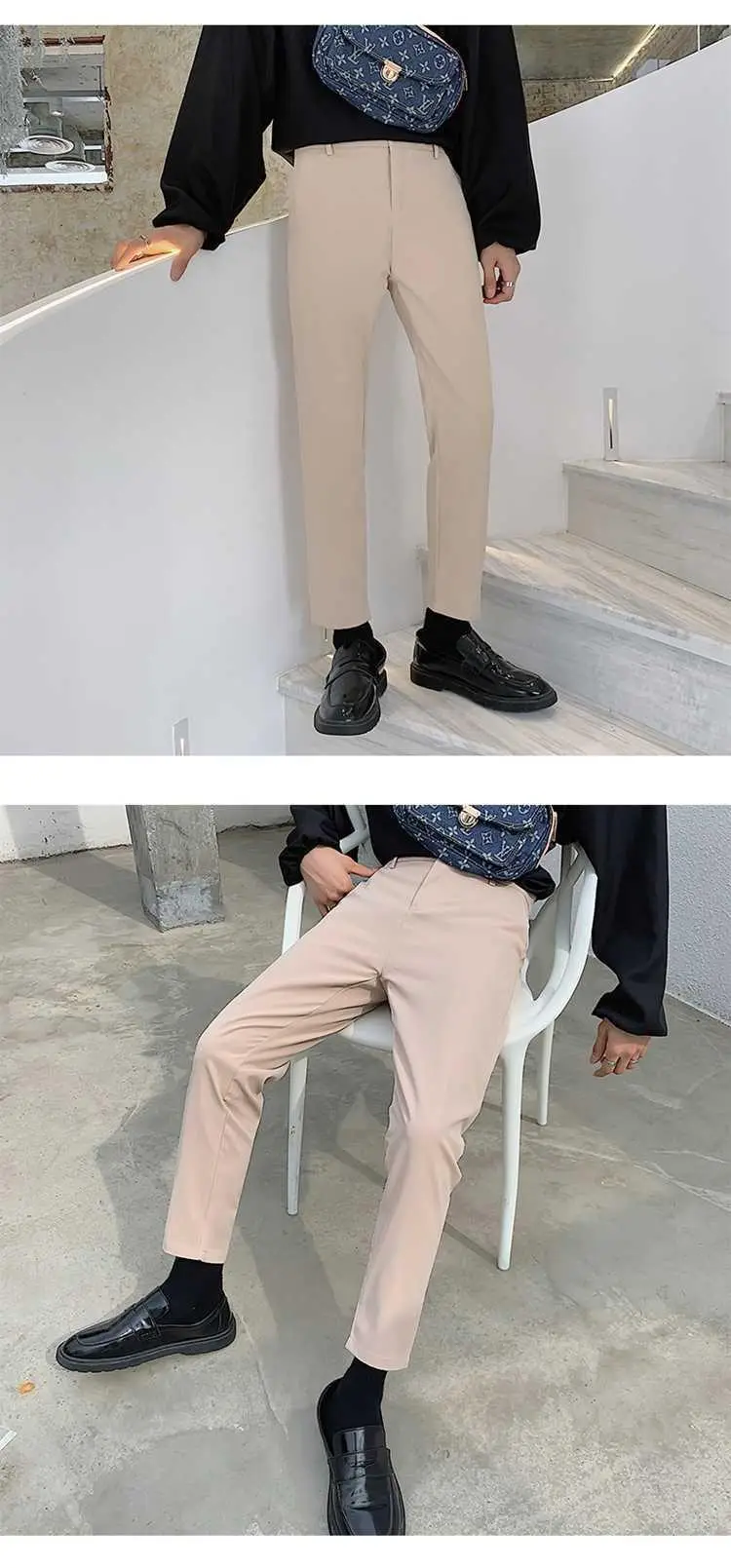 Men's Slim Fit Western Pants Ankle Length Black — feature 17