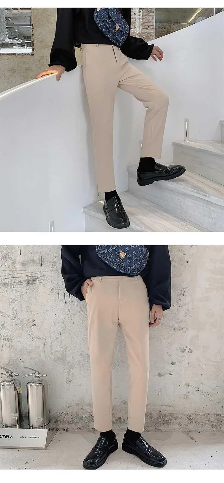 Men's Slim Fit Western Pants Ankle Length Black — feature 19