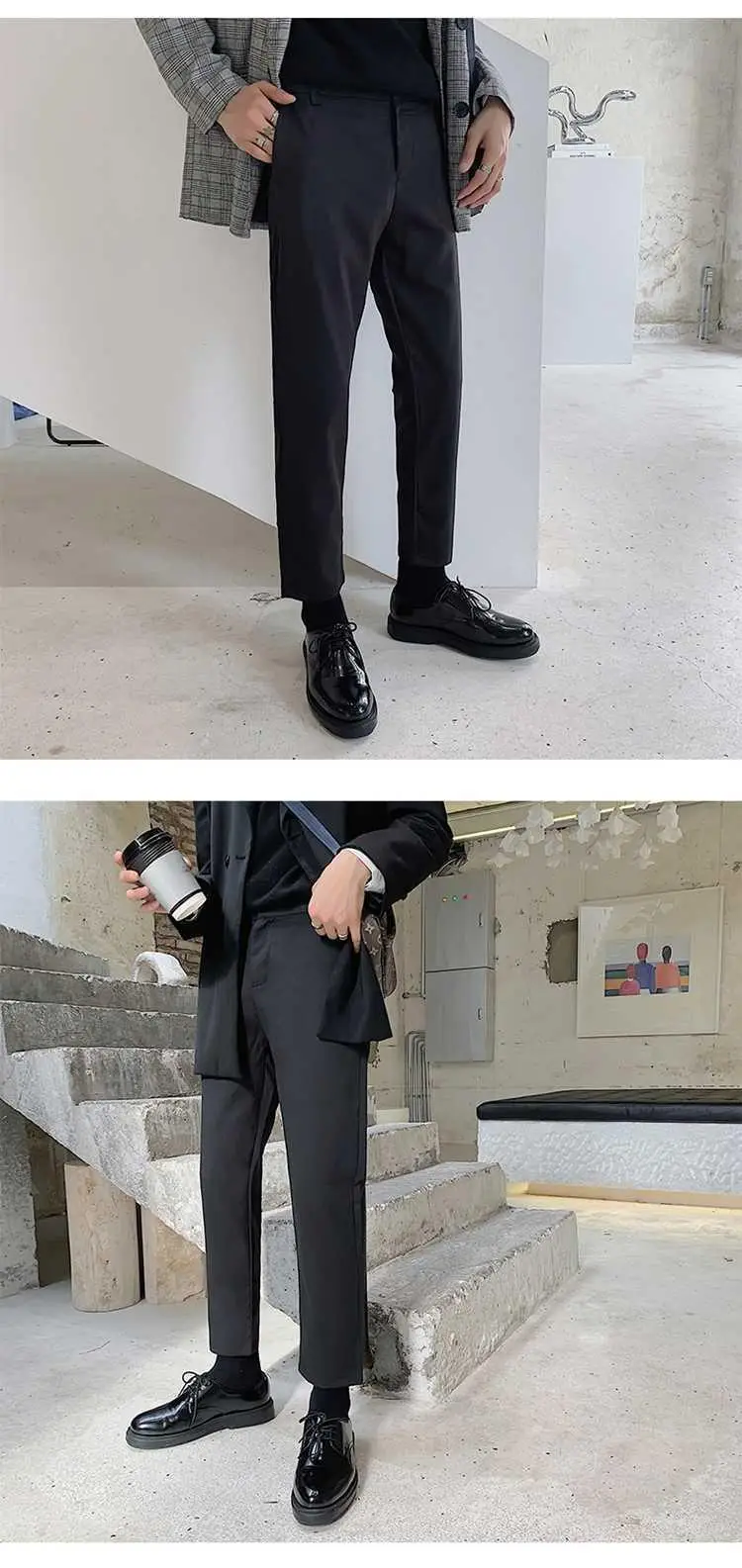 Men's Slim Fit Western Pants Ankle Length Black — feature 4