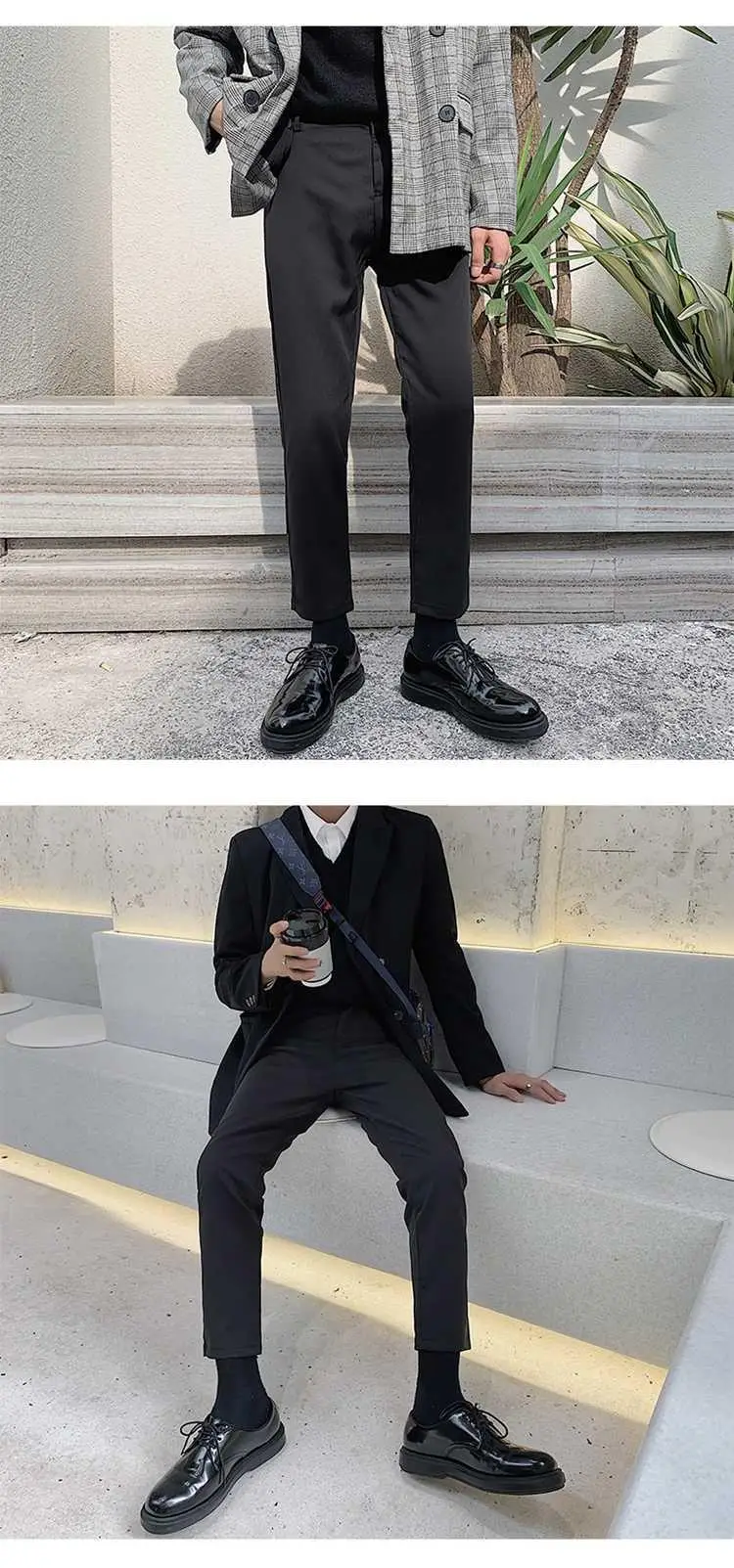 Men's Slim Fit Western Pants Ankle Length Black — feature 5