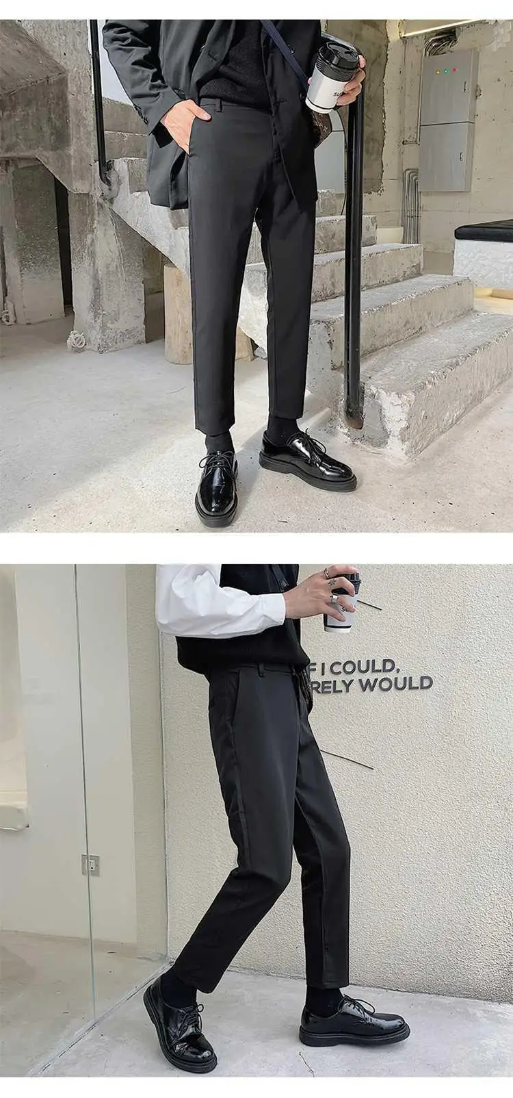 Men's Slim Fit Western Pants Ankle Length Black — feature 7