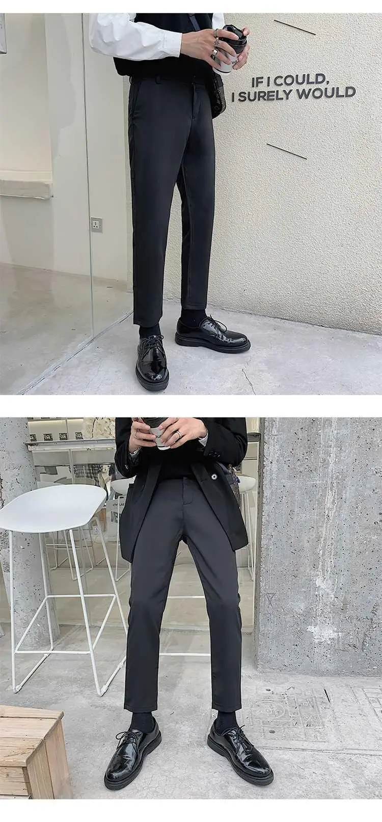 Men's Slim Fit Western Pants Ankle Length Black — feature 8