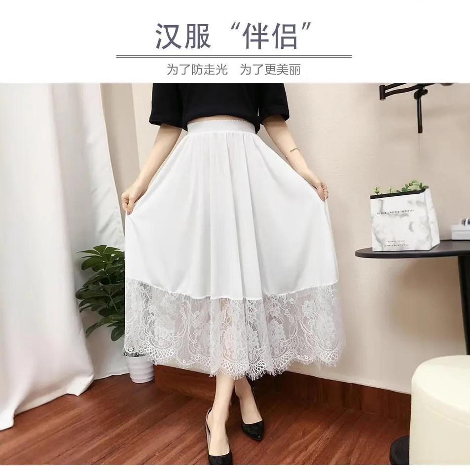 Blue Lace Hanfu Skirt Mid Length Anti Exposure - Image 19