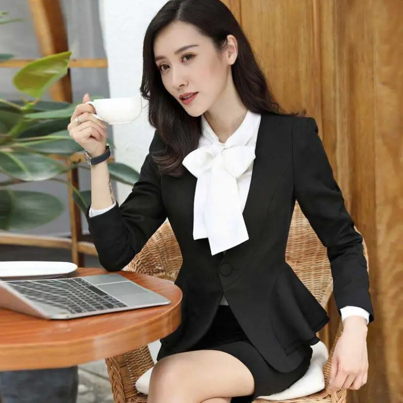 Women Business Suit Beige Three-Piece Autumn Winter Elegant — feature 12