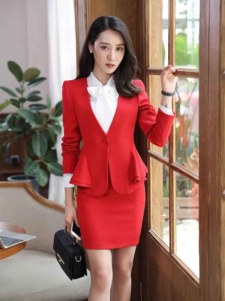 Women Business Suit Beige Three-Piece Autumn Winter Elegant — feature 2