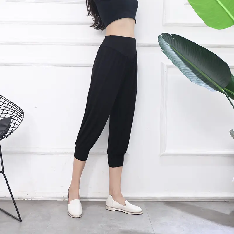 Grey High Waist Cropped Yoga Pants for Women — feature 13