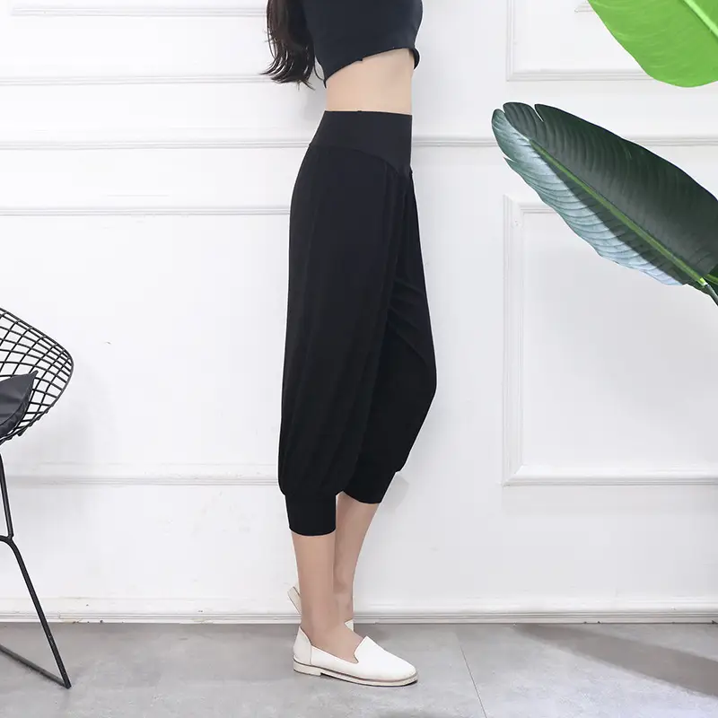 Grey High Waist Cropped Yoga Pants for Women — feature 14