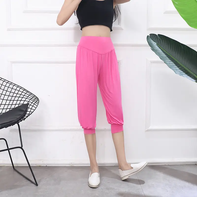 Grey High Waist Cropped Yoga Pants for Women — feature 19