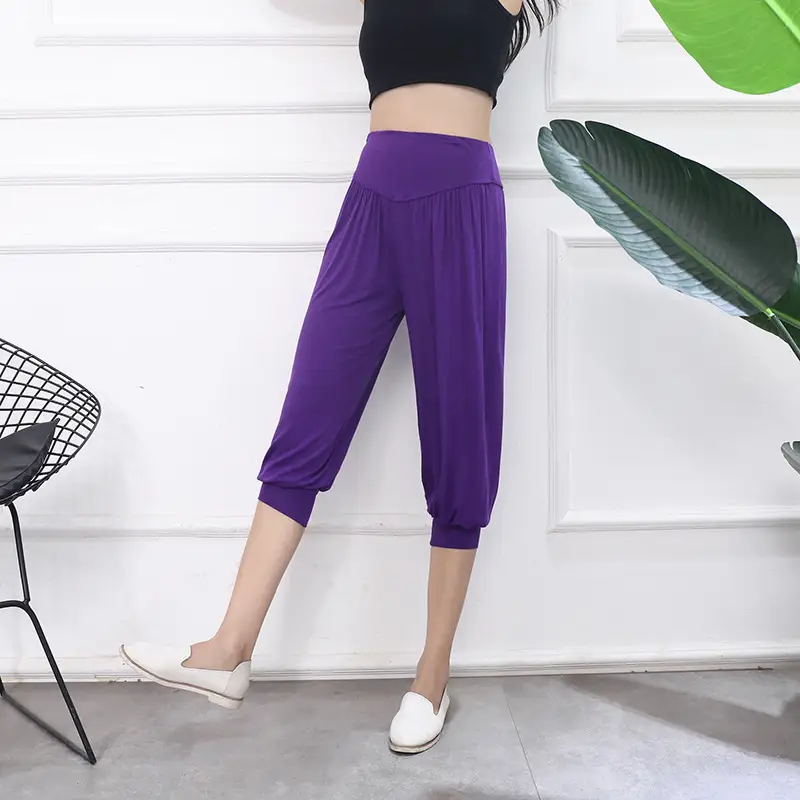 Grey High Waist Cropped Yoga Pants for Women — feature 25