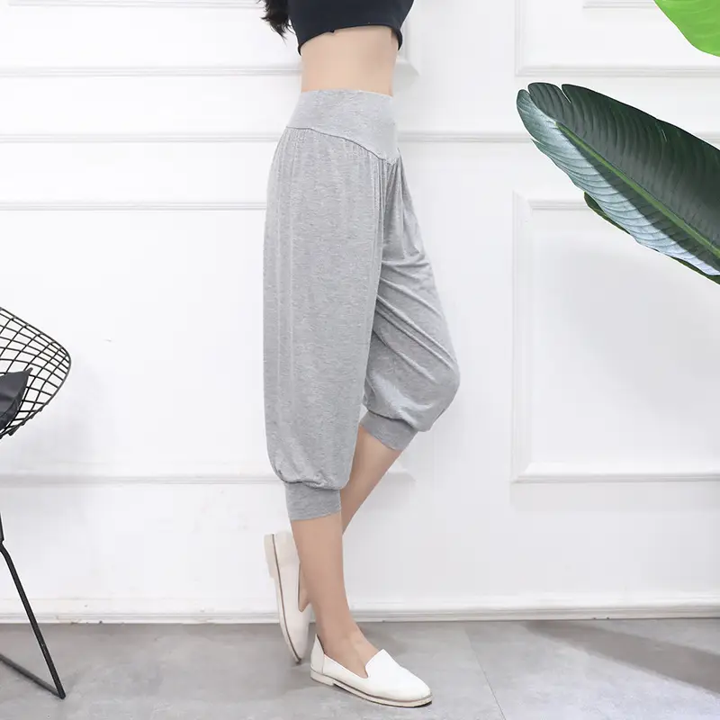 Grey High Waist Cropped Yoga Pants for Women — feature 30