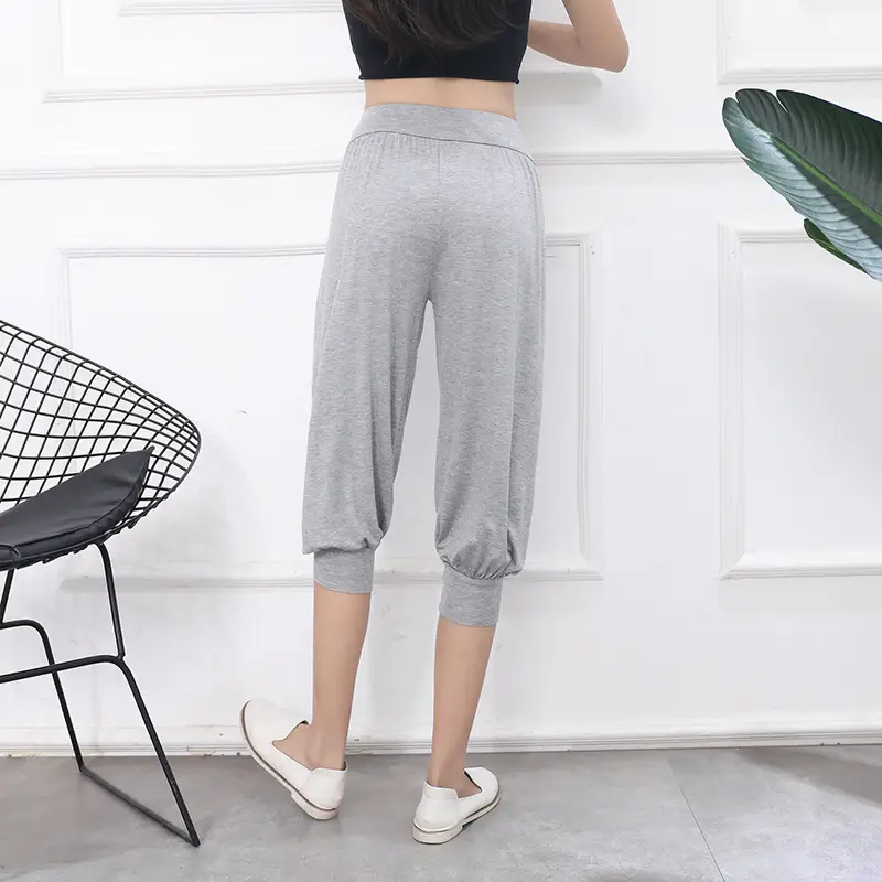 Grey High Waist Cropped Yoga Pants for Women — feature 31