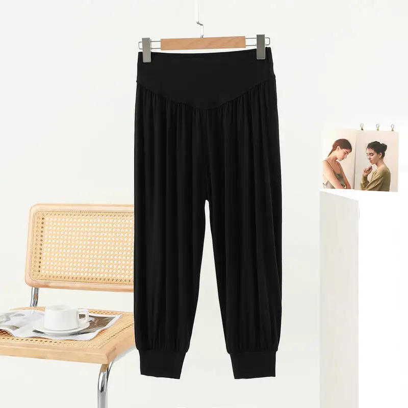 Grey High Waist Cropped Yoga Pants for Women — feature 42