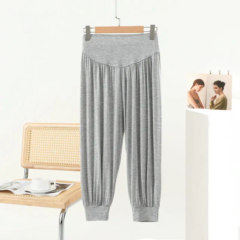 Grey High Waist Cropped Yoga Pants for Women