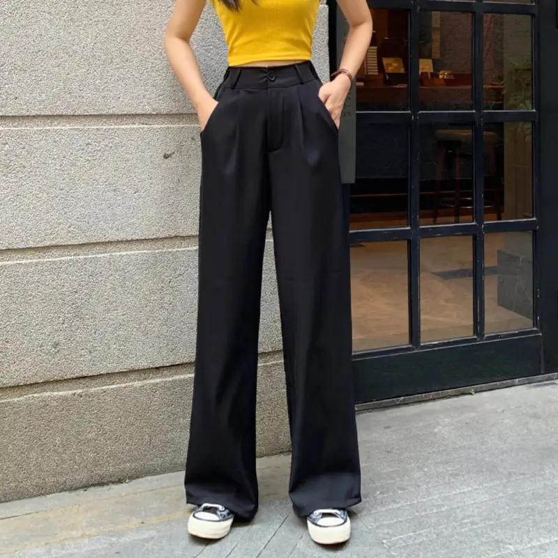Women's 2024 Maroon Wide Leg High Waist Pants - Image 4