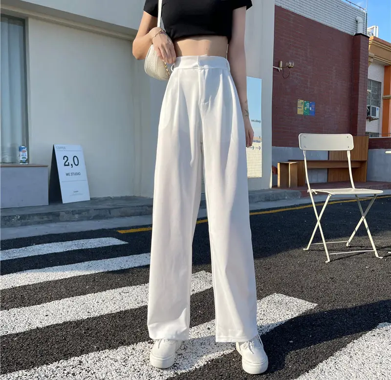 Women's 2024 Maroon Wide Leg High Waist Pants - Image 2