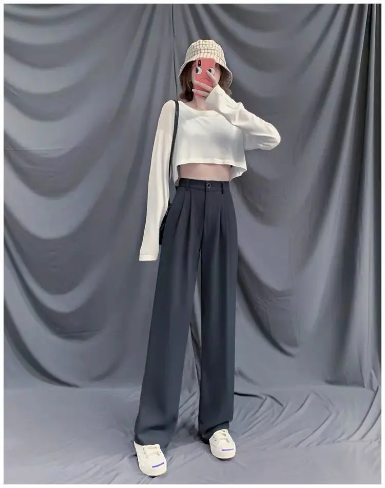 Women's 2024 Maroon Wide Leg High Waist Pants - Image 3
