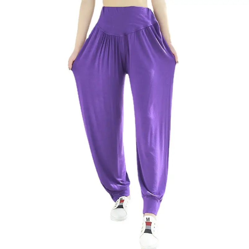 Middle-aged Women Harem Pants Navy Modal Spring Summer