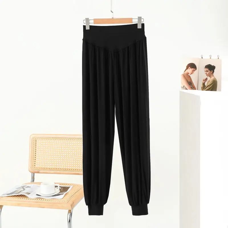 Middle-aged Women Harem Pants Navy Modal Spring Summer
