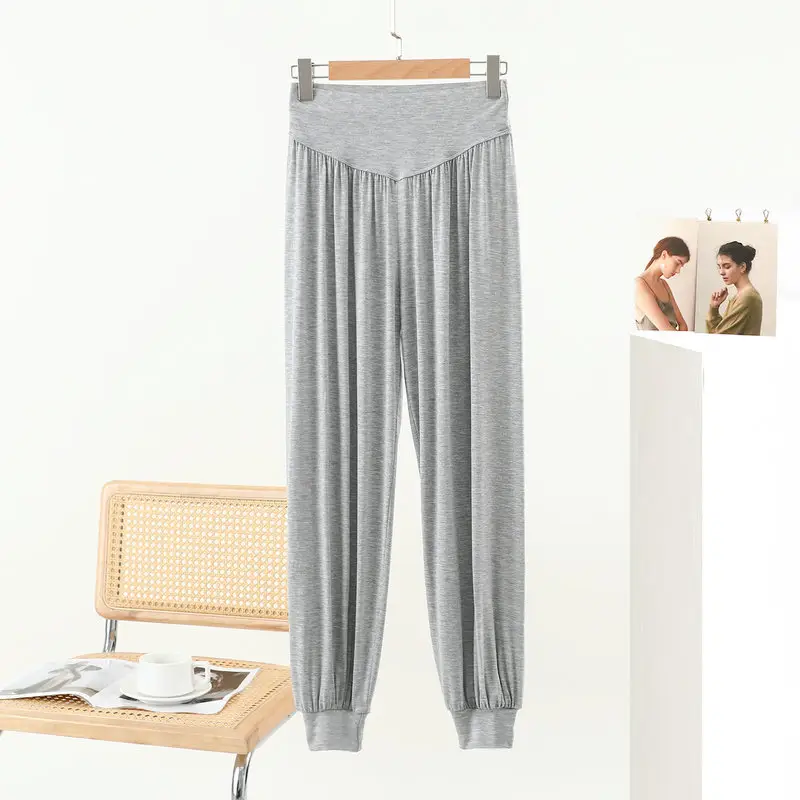 Middle-aged Women Harem Pants Navy Modal Spring Summer