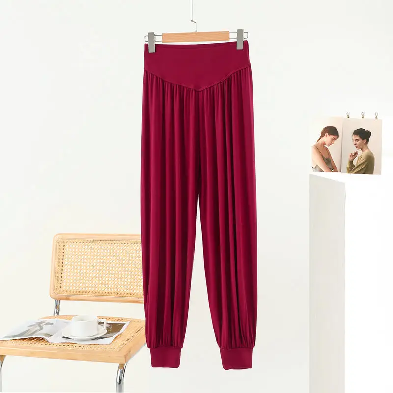 Middle-aged Women Harem Pants Navy Modal Spring Summer