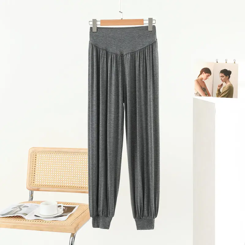 Middle-aged Women Harem Pants Navy Modal Spring Summer
