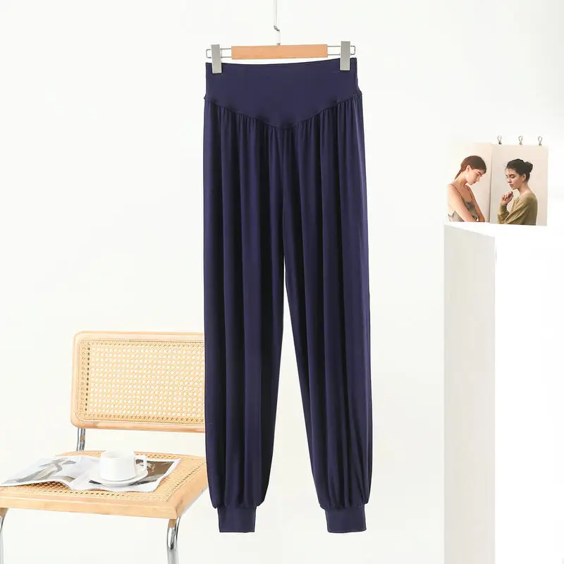 Middle-aged Women Harem Pants Navy Modal Spring Summer