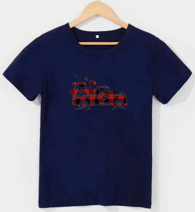 Women Red Heart Truck T-Shirt - Image 9
