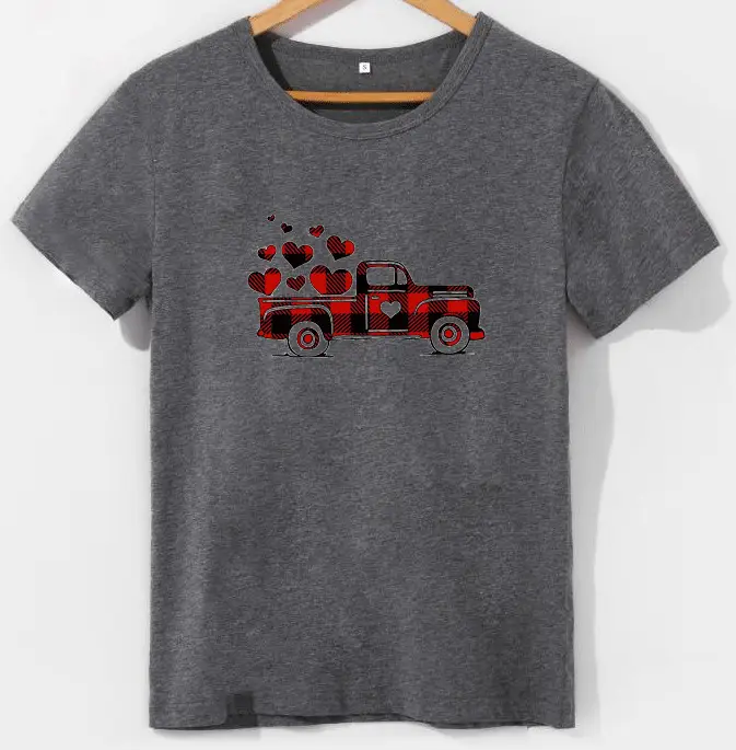 Women Red Heart Truck T-Shirt - Image 10