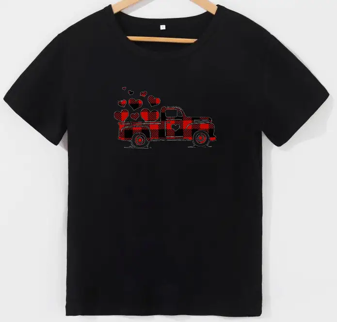 Women Red Heart Truck T-Shirt - Image 3