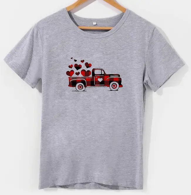 Women Red Heart Truck T-Shirt - Image 4