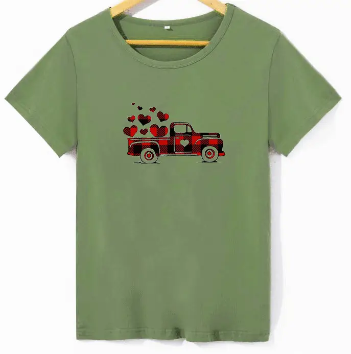 Women Red Heart Truck T-Shirt - Image 7