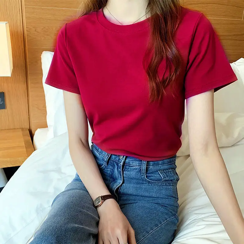 Women 2025 Summer Crown Embroidered T-Shirt White Black - Image 25