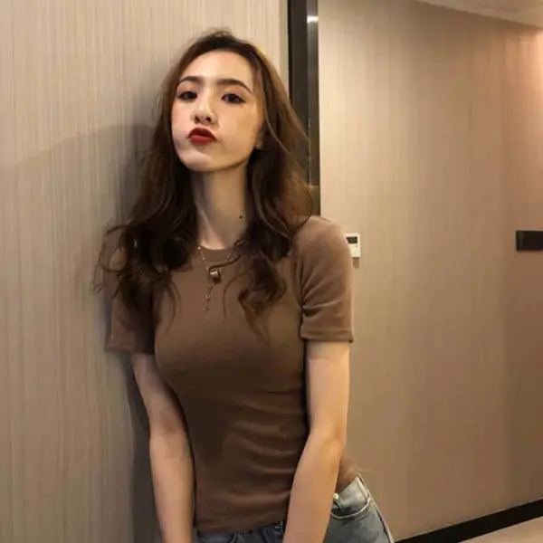 Women 2025 Summer Crown Embroidered T-Shirt White Black - Image 26