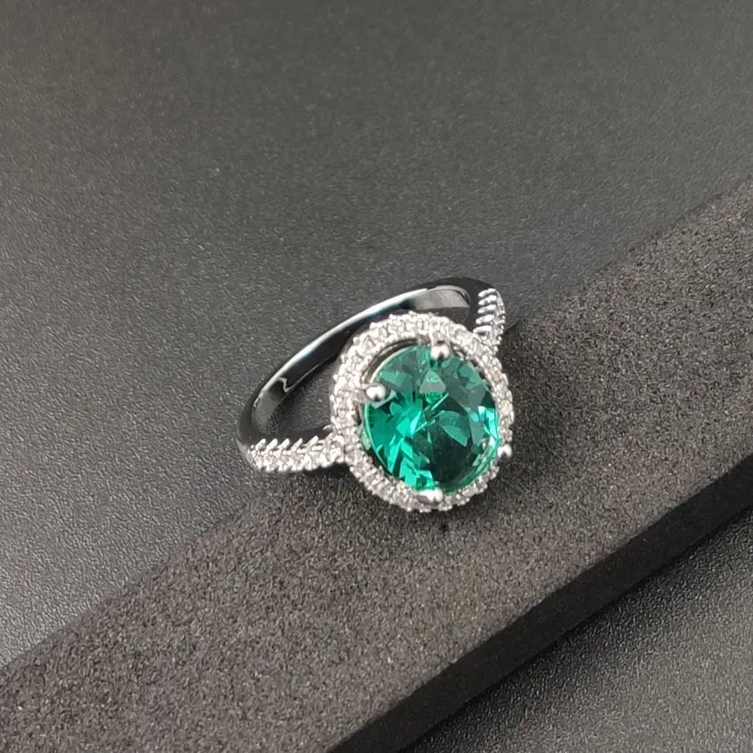European Luxury Dark Blue Zircon Ring with Sparkling Diamonds - Image 2