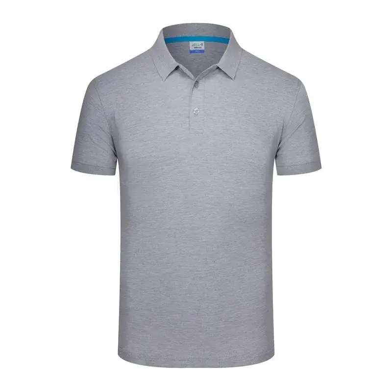Men Grey Polo T-Shirt Short Sleeve Breathable - Image 9