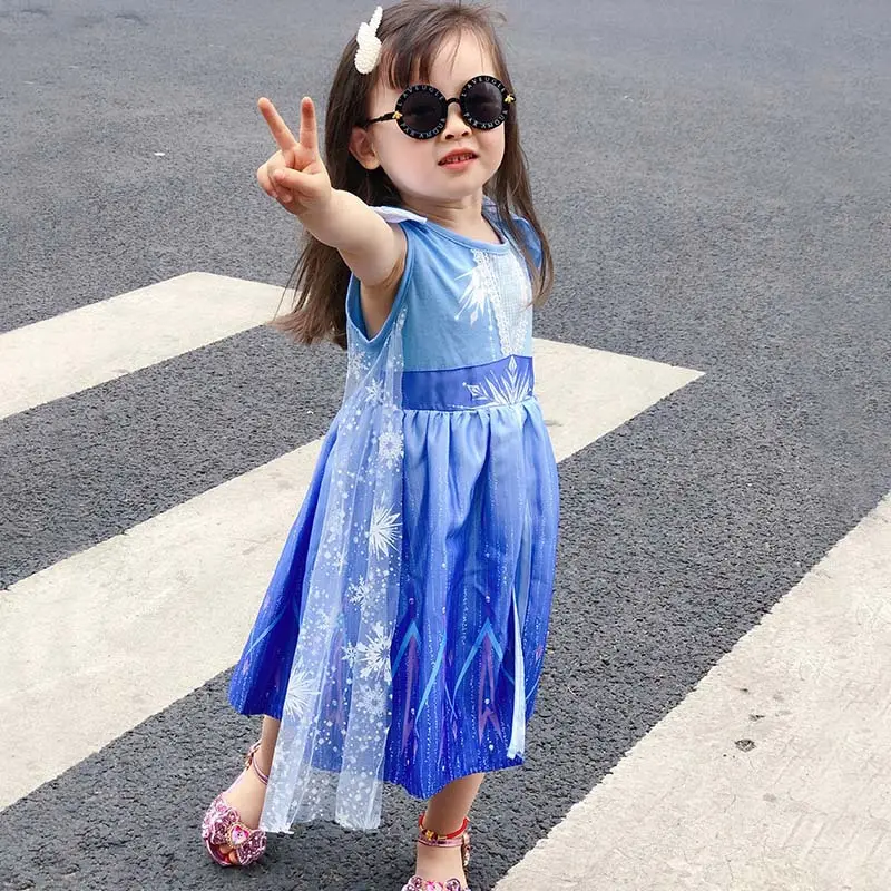 Elsa Princess Skirt Dress Blue Spring Summer Girls - Image 3